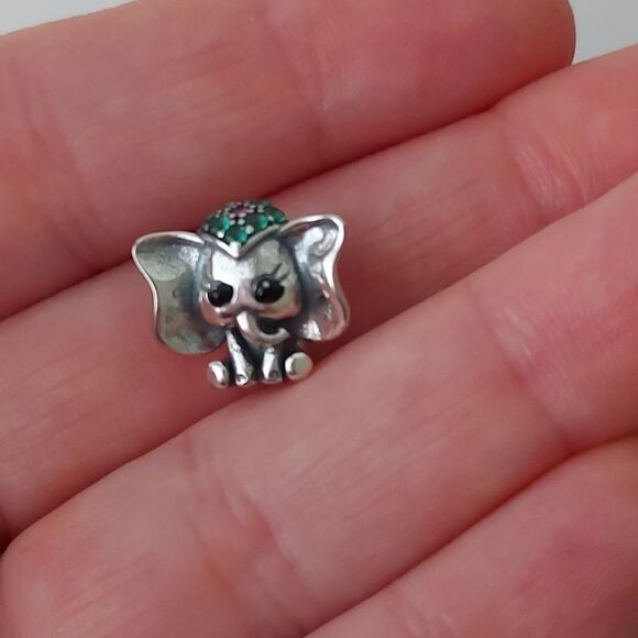 925 Sterling Silver Baby Elephant Charm - Picture 4 of 7